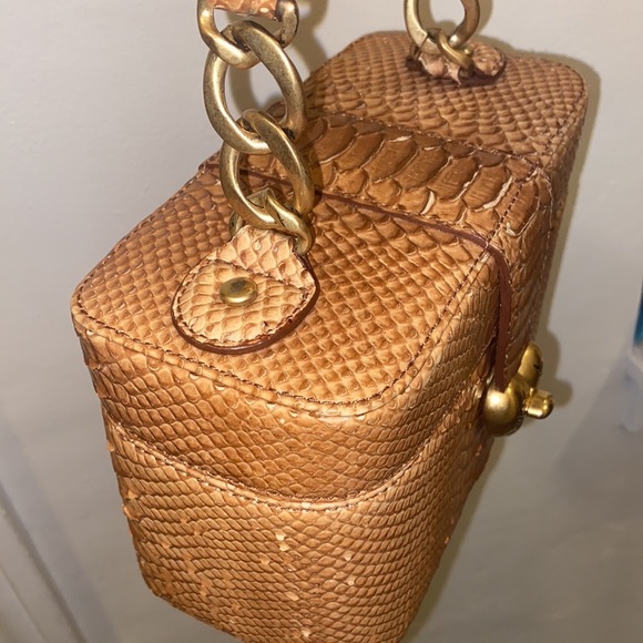 Y2K JUICY COUTURE Brown SNAKE SKIN MINI BAG Vintage train case cosmetic travel - Picture 7 of 17